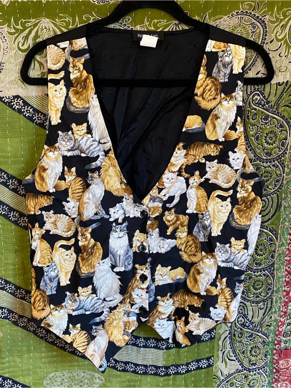 Vintage 90's Robyn-Lyn Cotton Cat Grannycore Novelty Vest Large/ Extra Large